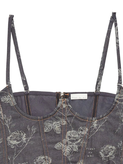 No Cup Jacquard Bustier