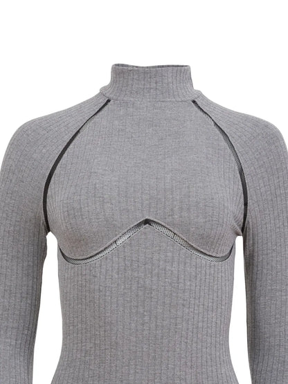 Lattice-Trim Ribbed Bodysuit