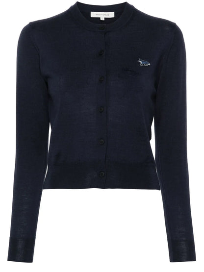 Logo-Embroidered Wool Cardigan