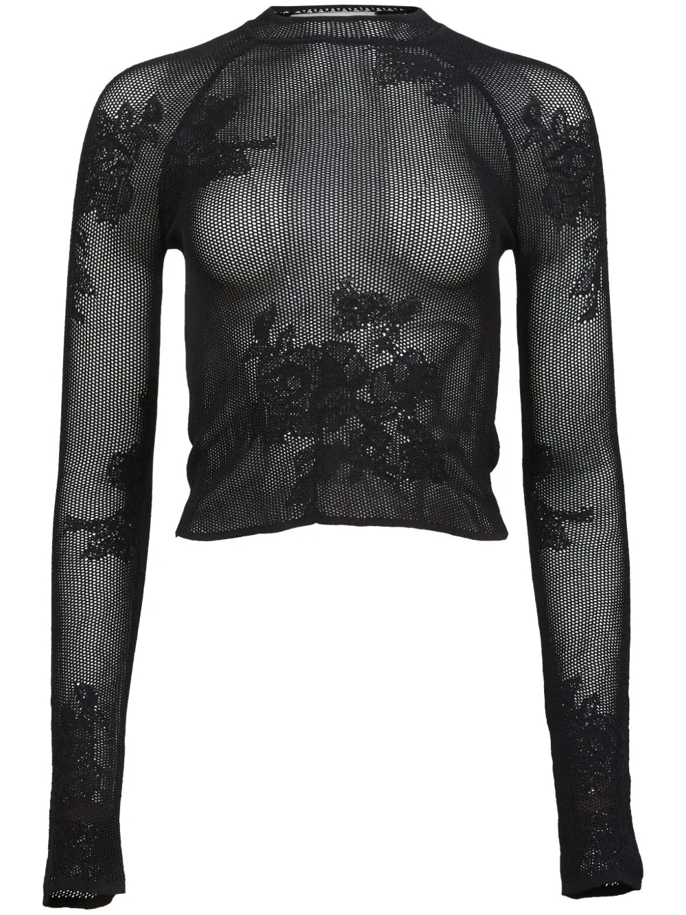 Pointelle-Knit Lace T-Shirt