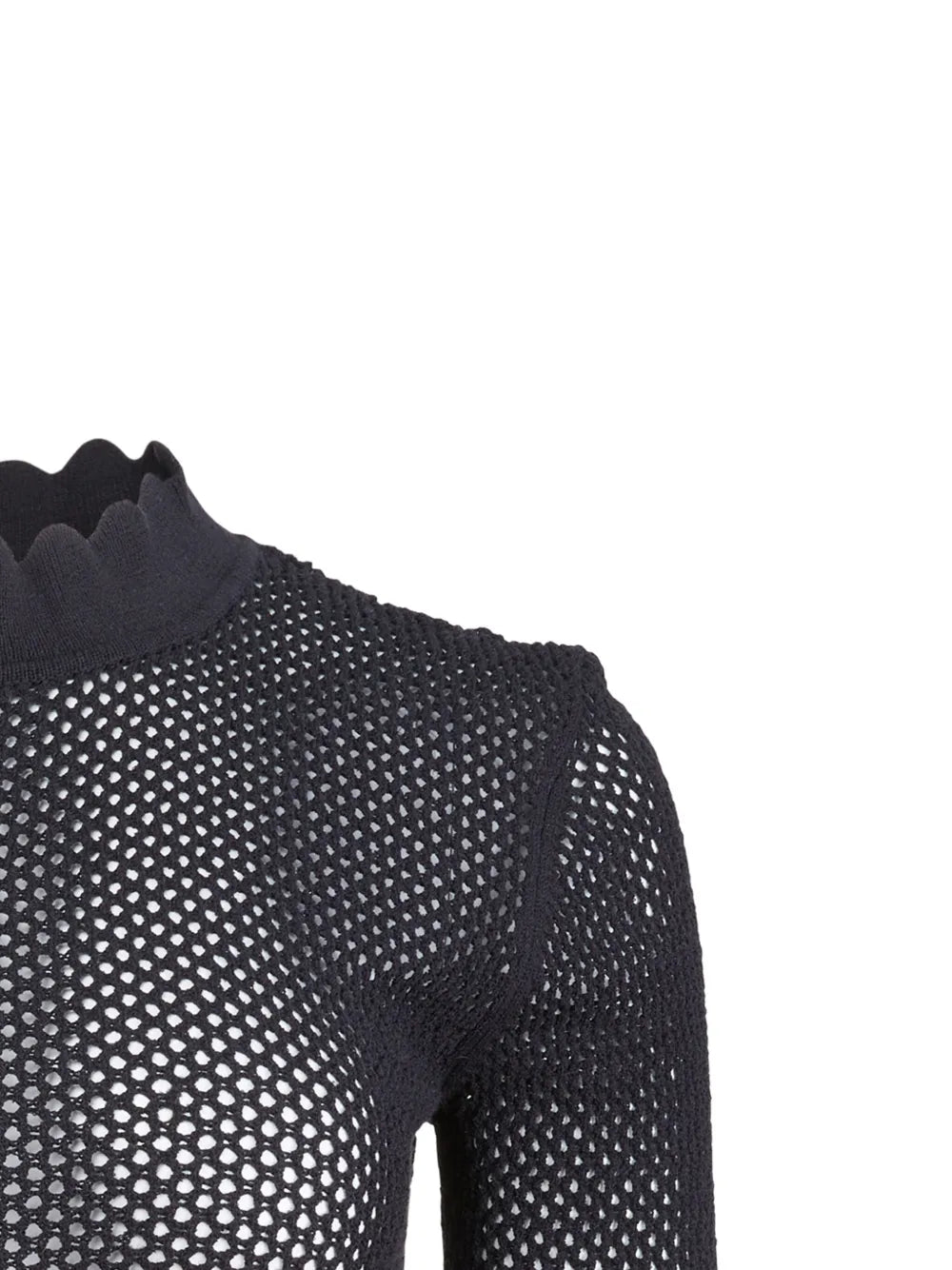 Pointelle-Knit Scalloped Top