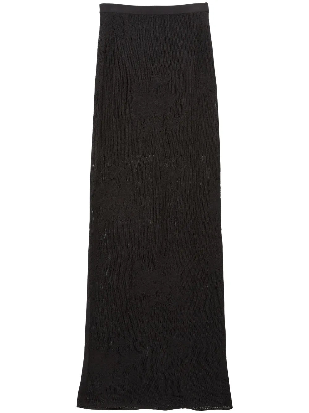 Pointelle-Knit Lace Maxi Skirt