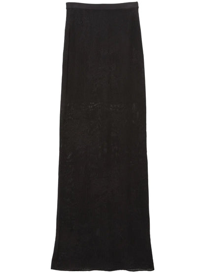 Pointelle-Knit Lace Maxi Skirt