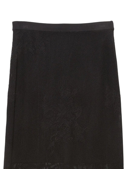Pointelle-Knit Lace Maxi Skirt