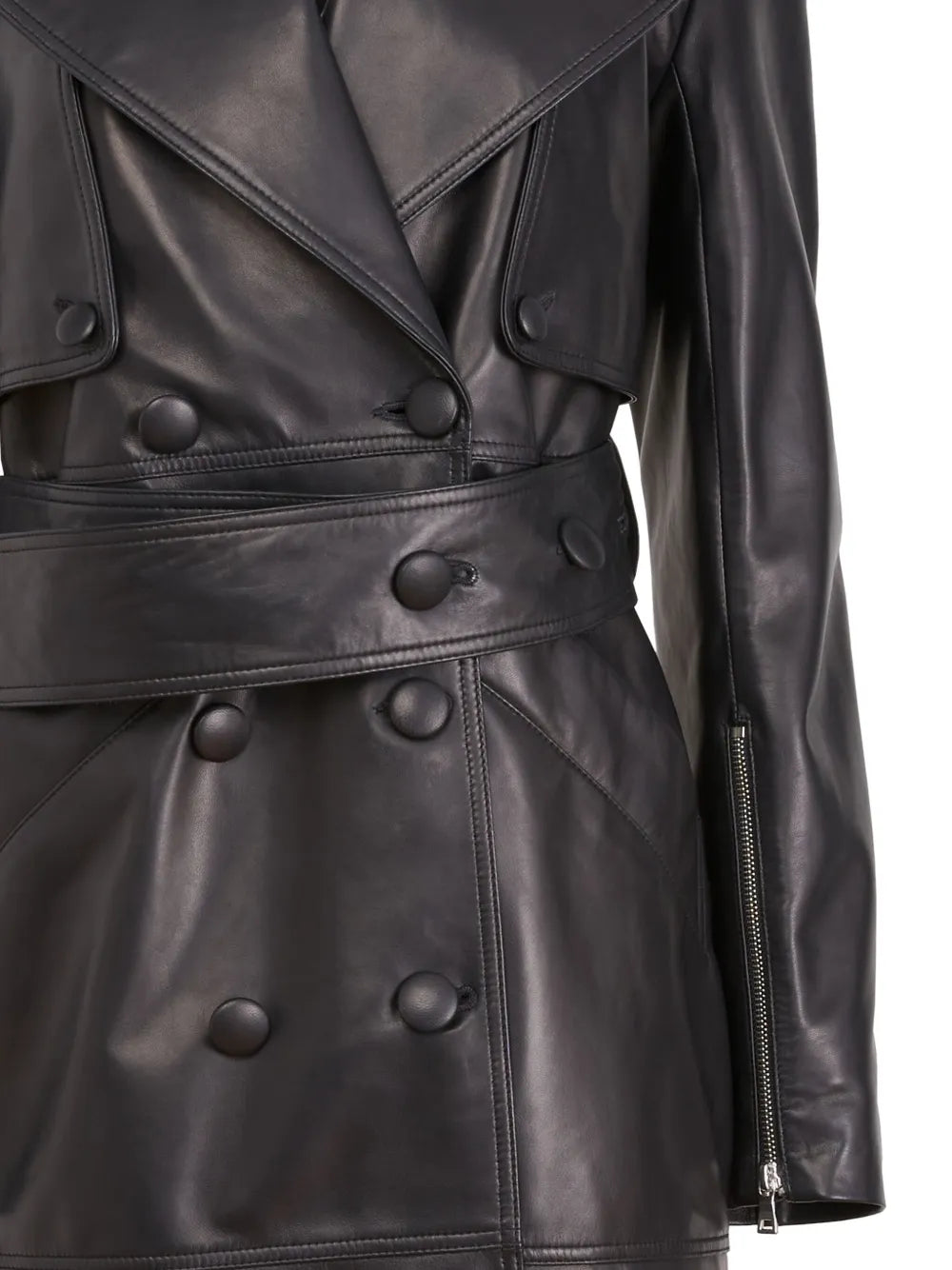 Moto Leather Trench Coat