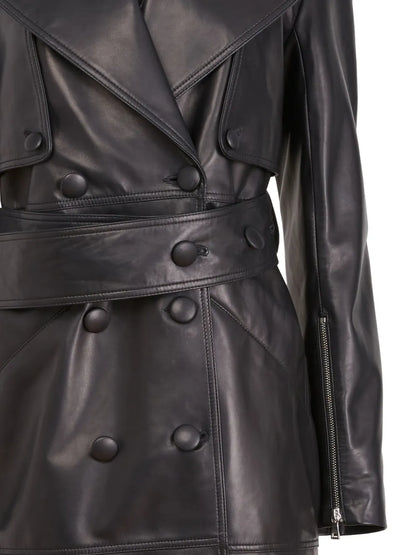 Moto Leather Trench Coat