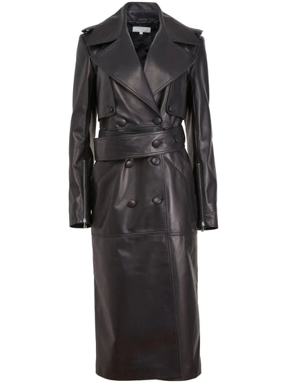 Moto Leather Trench Coat