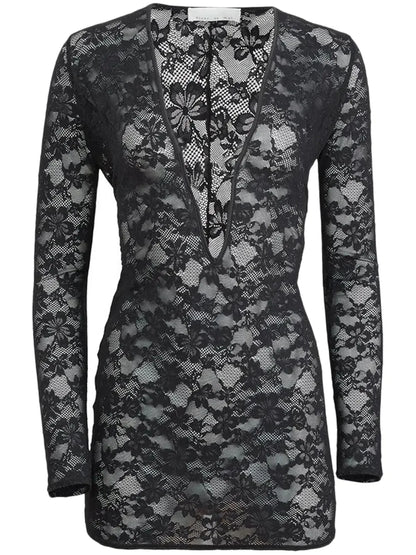 Le Stretch Lace Plunge Mini Dress