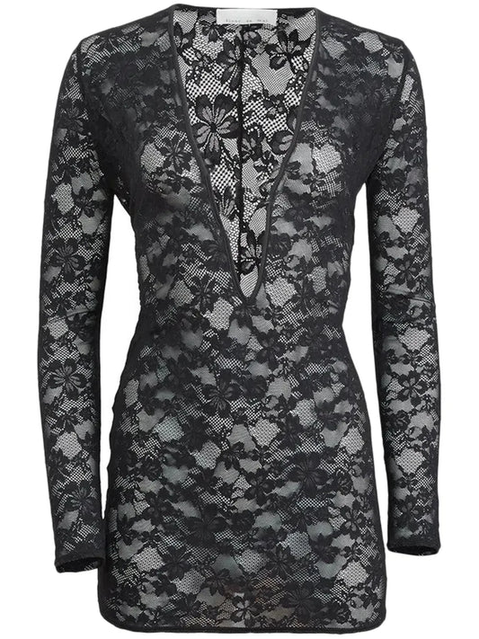 Le Stretch Lace Plunge Mini Dress