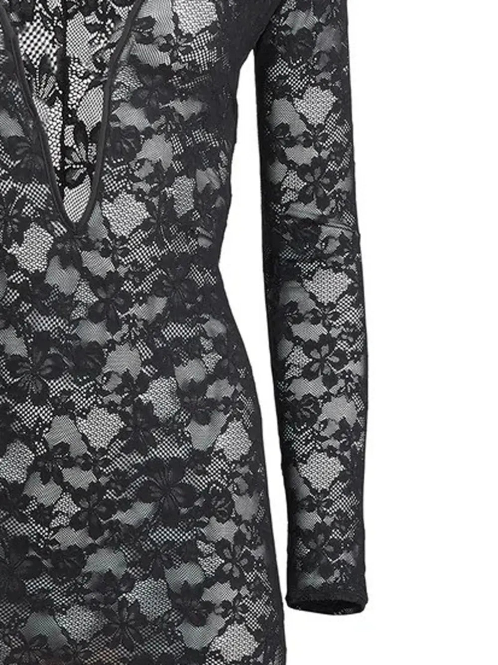 Le Stretch Lace Plunge Mini Dress