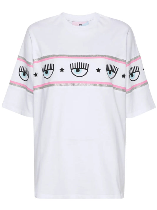 Eyelike-Glittered Cotton T-Shirt