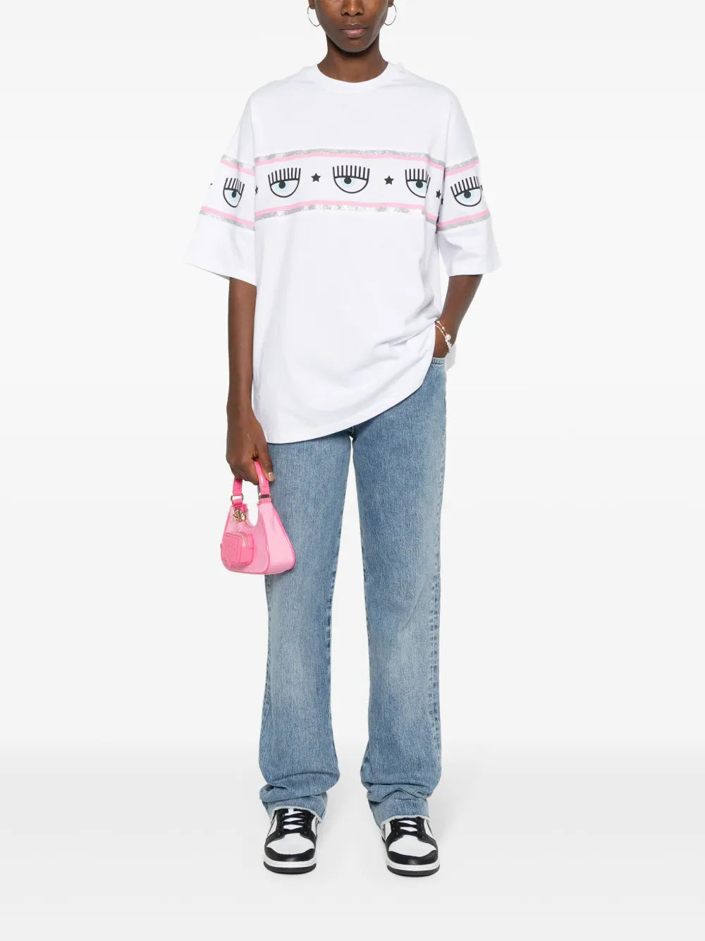 Eyelike-Glittered Cotton T-Shirt