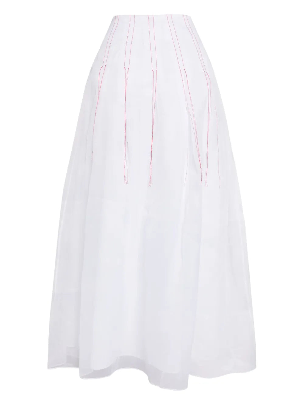 Contrast Thread-Detail Cotton Midi Skirt