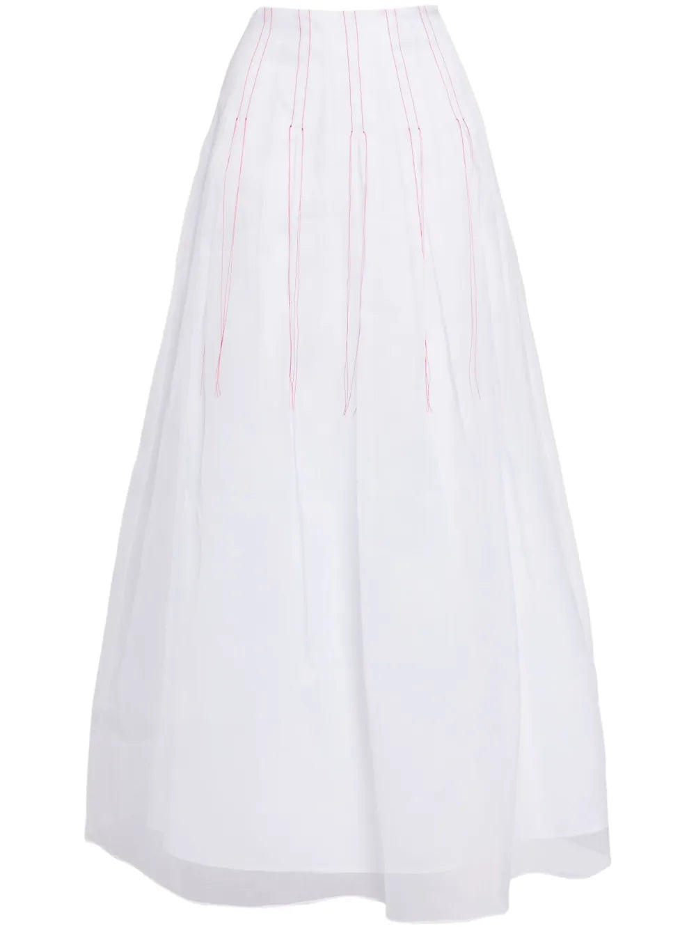 Contrast Thread-Detail Cotton Midi Skirt