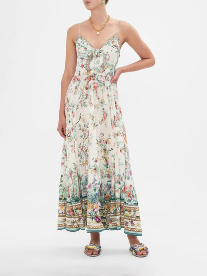 Bow-Embellished Silk Dress