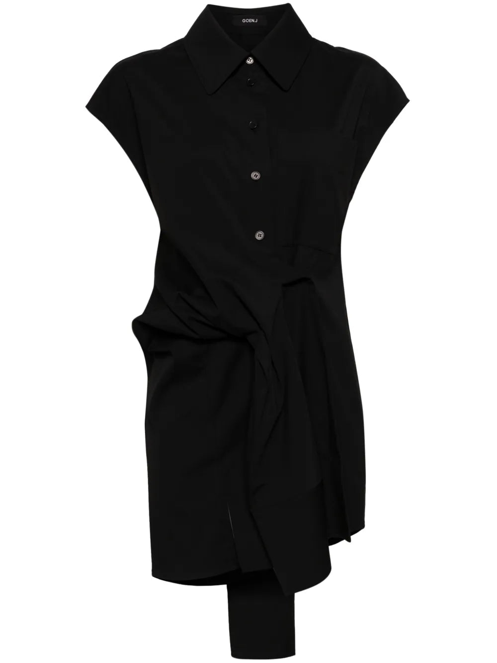 Knot-Detail Stretch Shirt Dress