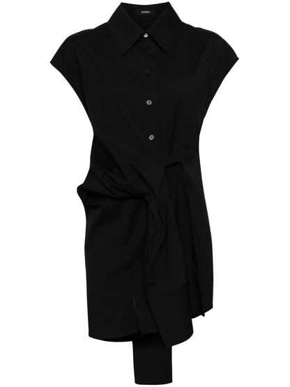 Knot-Detail Stretch Shirt Dress
