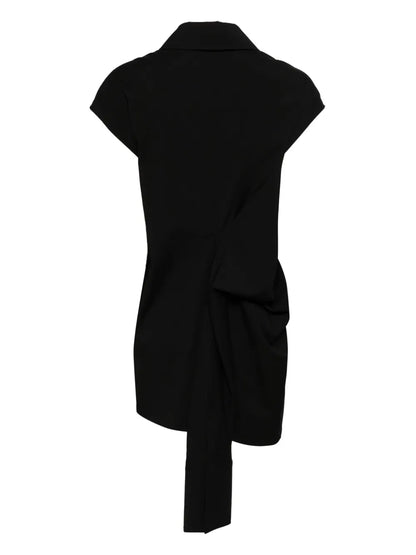 Knot-Detail Stretch Shirt Dress