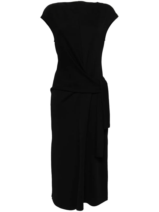 Knot-Detail Sleeveless Cotton-Jersey Midi Dress