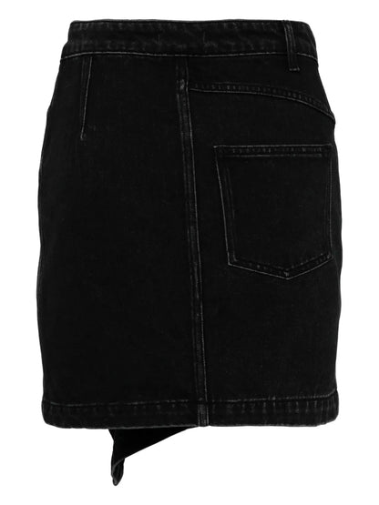 Asymmetric Draped Denim Skirt