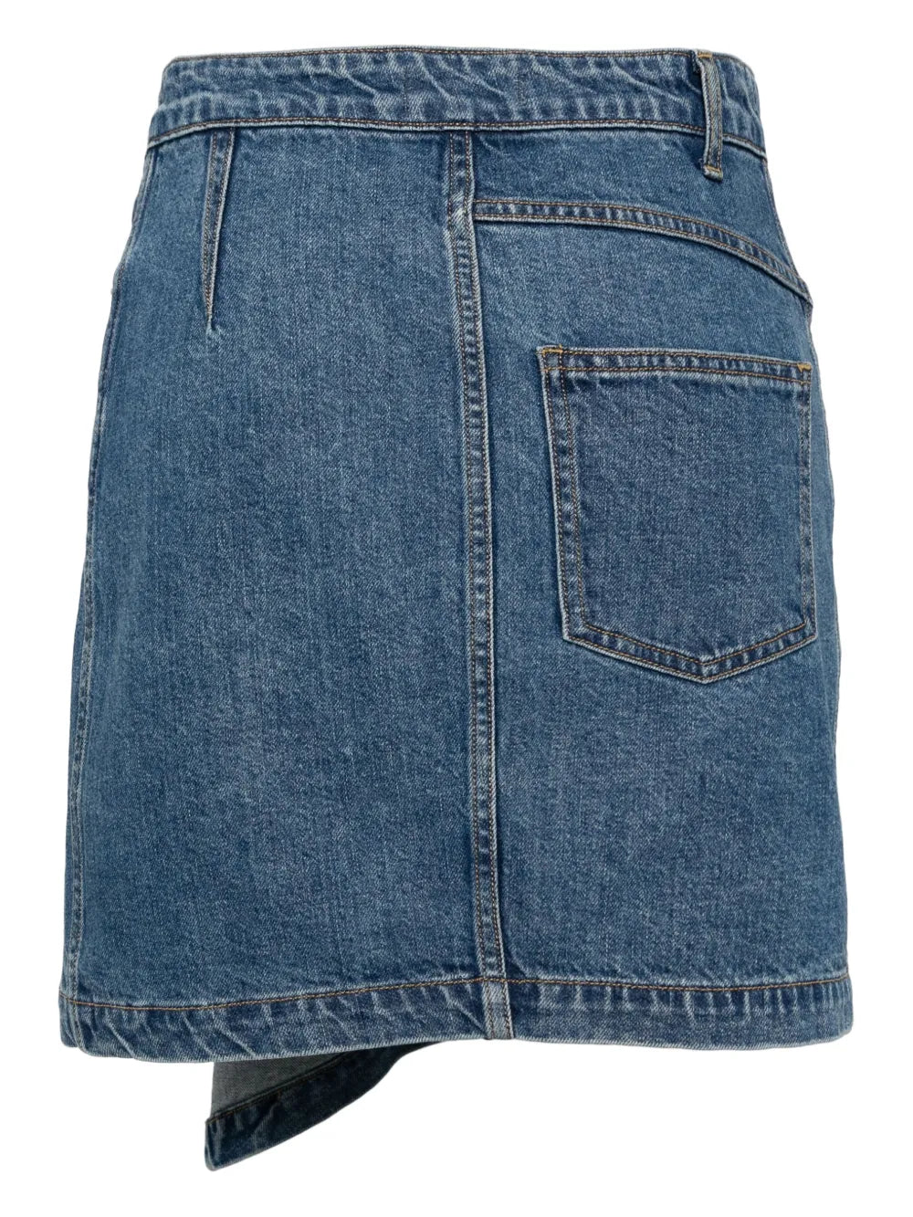 Asymmetric Draped Denim Skirt
