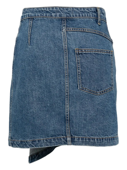 Asymmetric Draped Denim Skirt