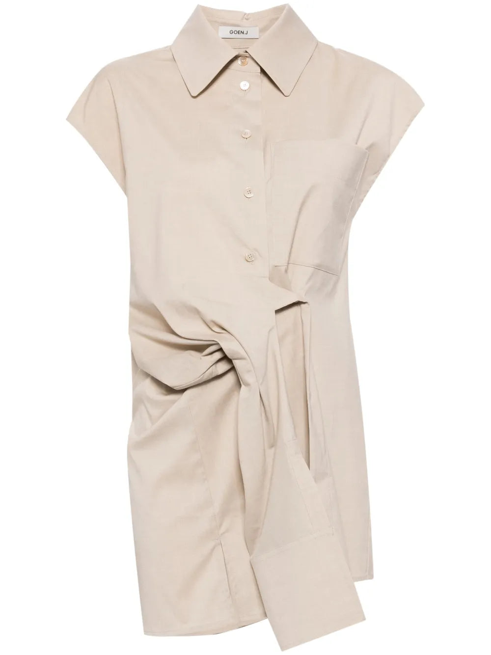 Knot-Detail Stretch Shirt Dress