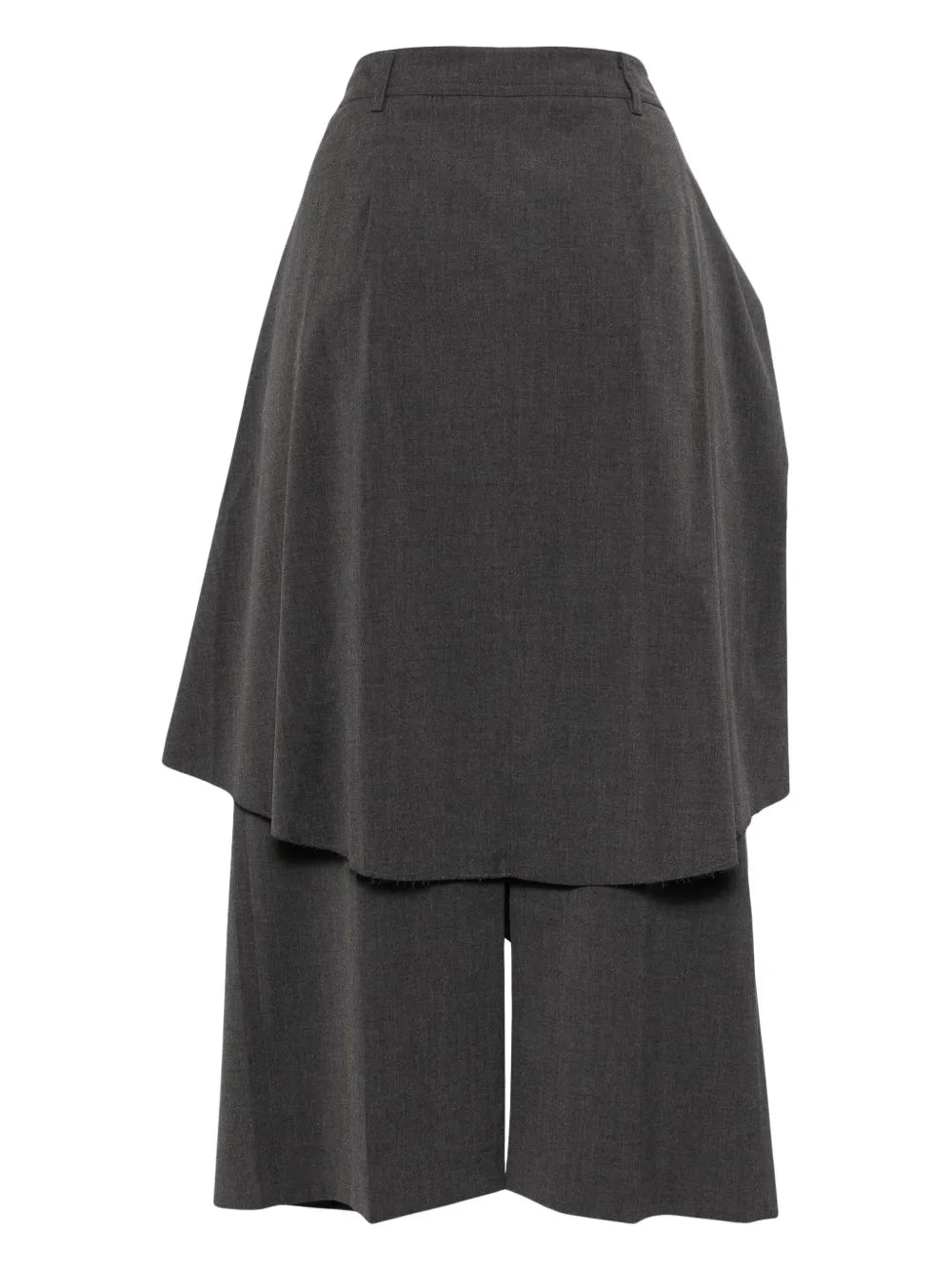 Layered Shirt-Detail Midi Skirt