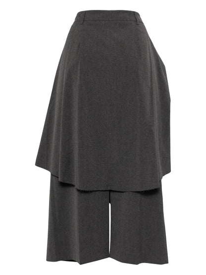 Layered Shirt-Detail Midi Skirt