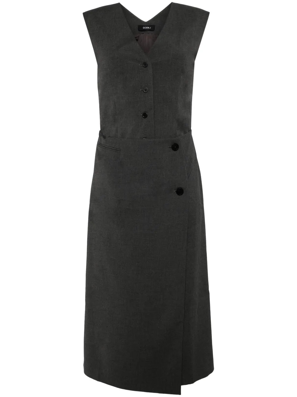 Layered Cropped Front Vest Panel Dress