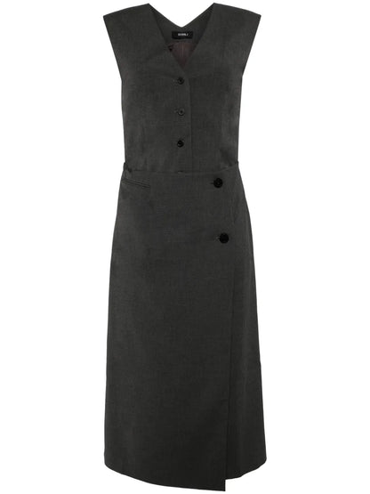 Layered Cropped Front Vest Panel Dress