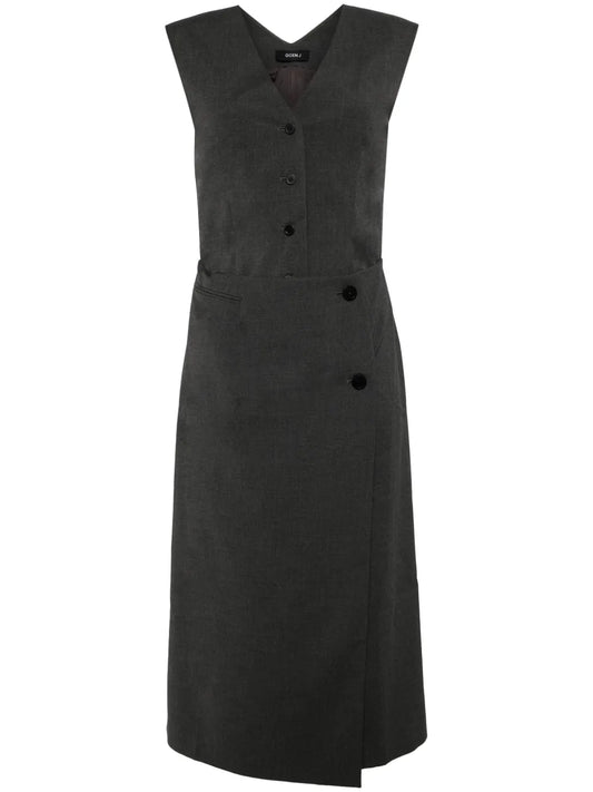 Layered Cropped Front Vest Panel Dress