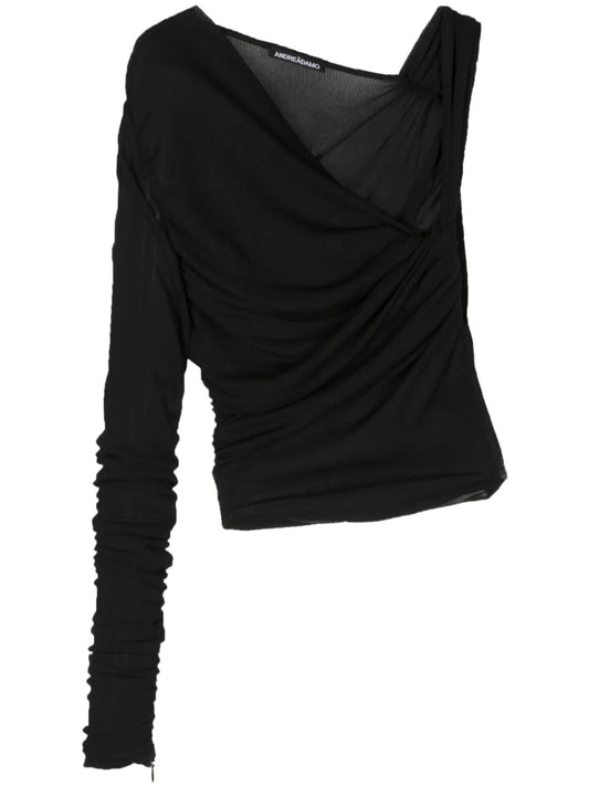 Asymmetric Ribbed Jersey Top