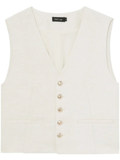 Button-Up Textured Waistcoat