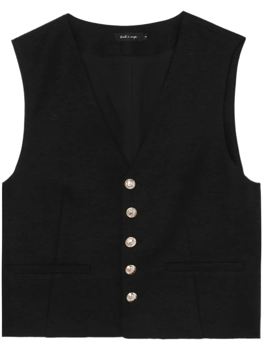 Button-Up Textured Waistcoat
