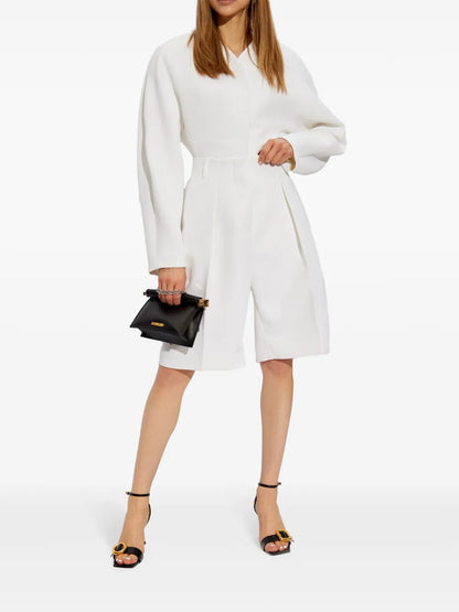 High-Rise Pleated Tailored Shorts