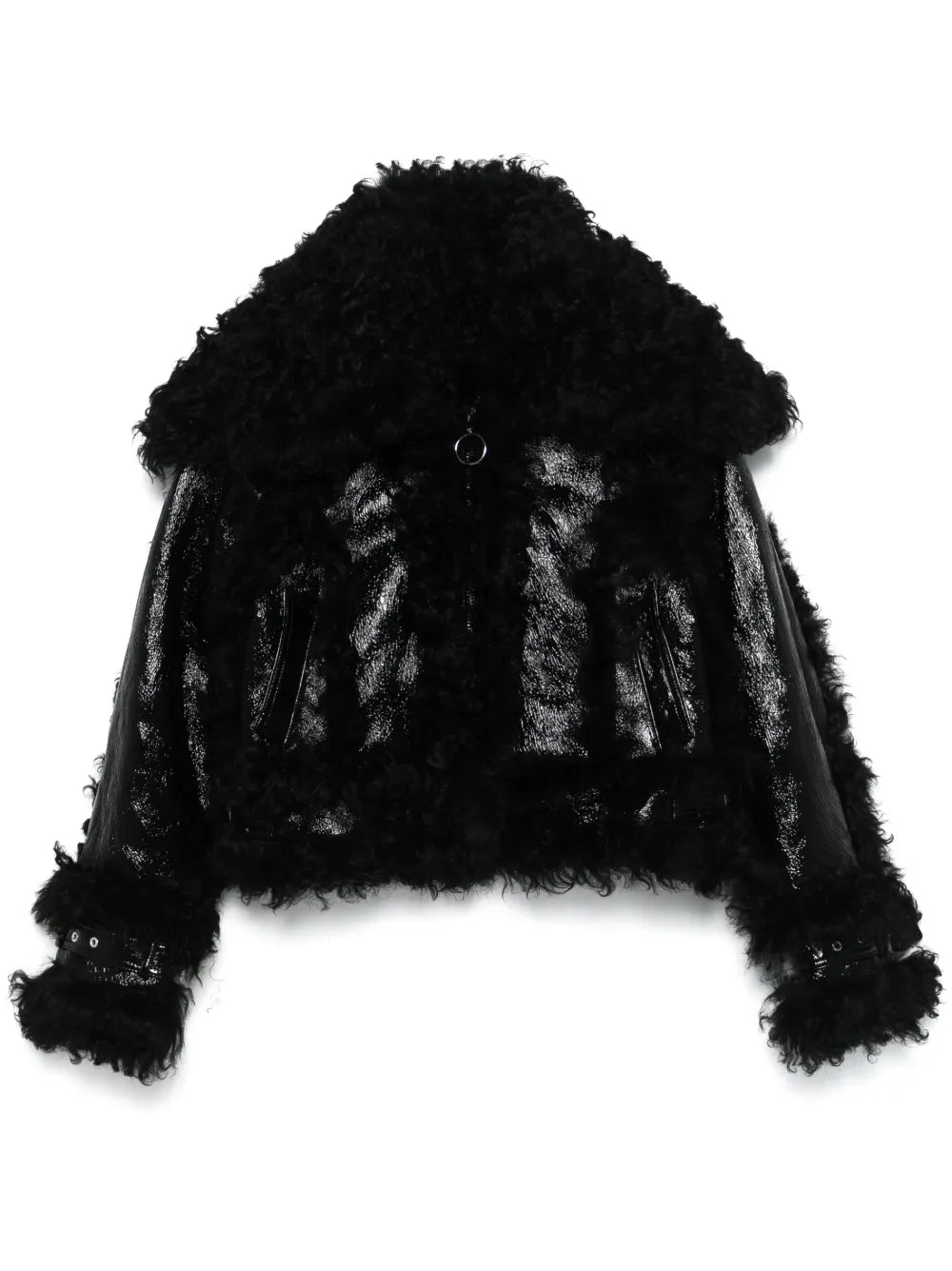 Shearling-Trim Leather Jacket