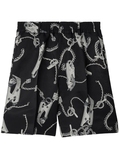 Chain Link-Print Straight-Leg Shorts