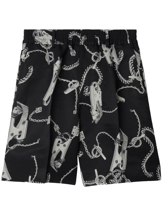 Chain Link-Print Straight-Leg Shorts