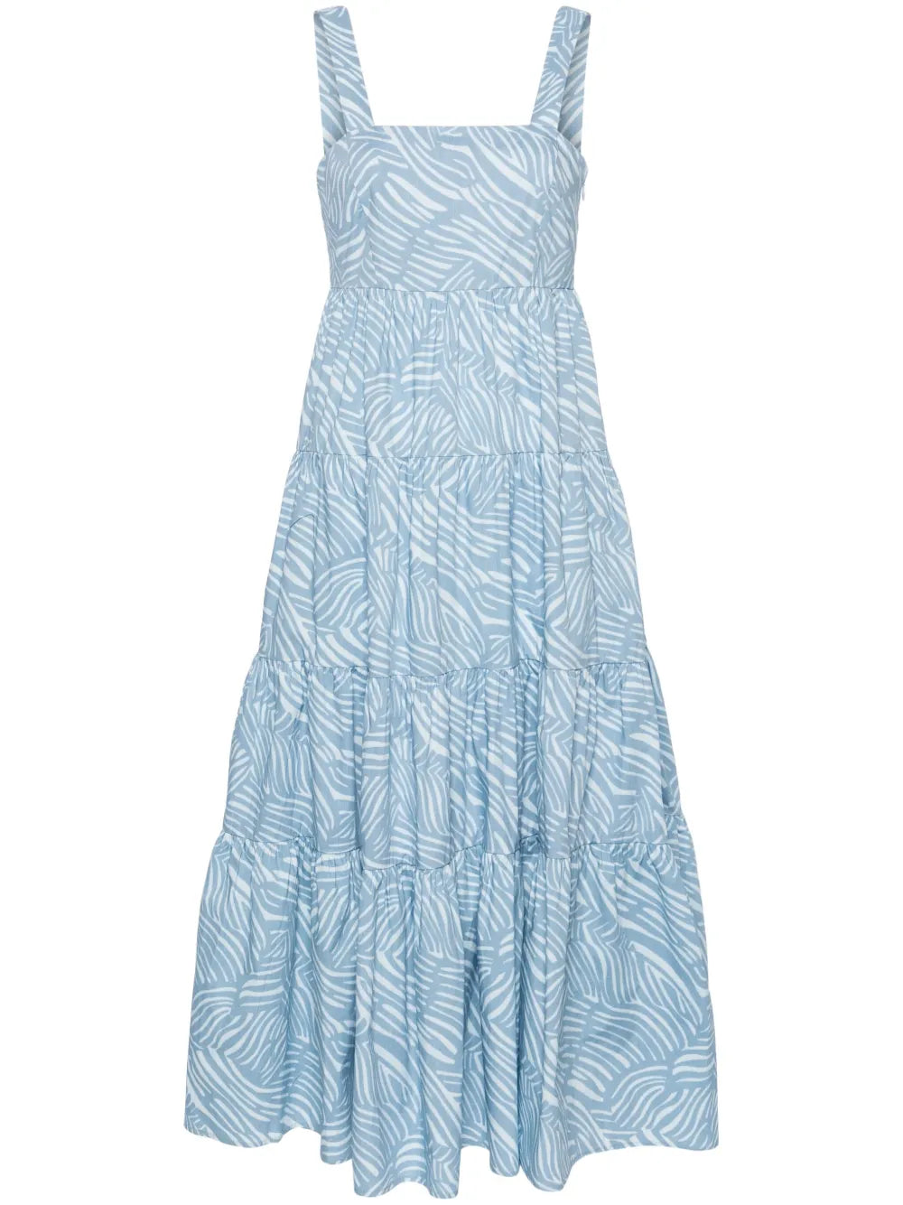 Zebra-Print Tiered Midi Dress