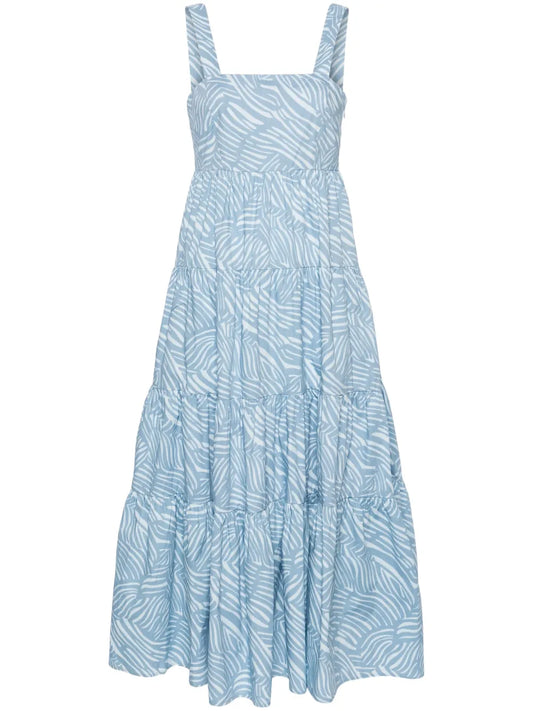 Zebra-Print Tiered Midi Dress
