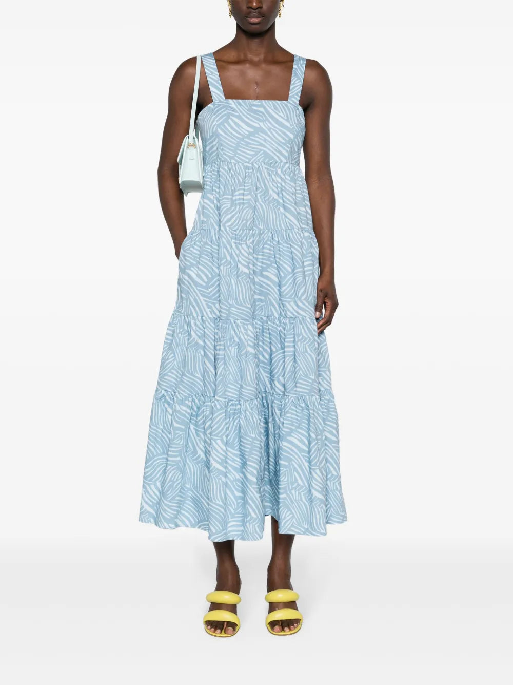 Zebra-Print Tiered Midi Dress