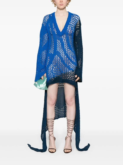 Crochet-Knit High-Low Dress