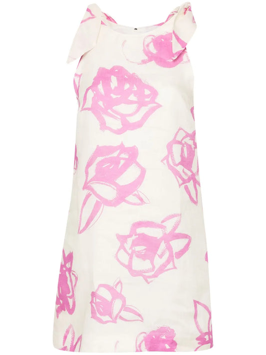 Rose-Print Mini Dress