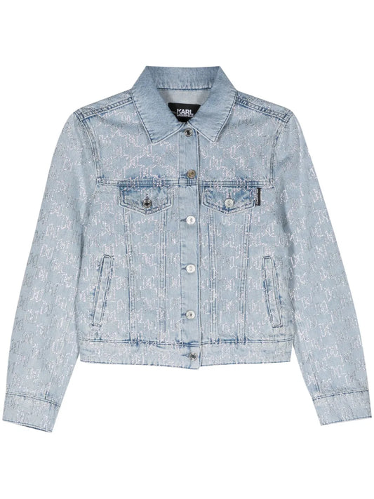 Rhinestones-Monogram Denim Jacket
