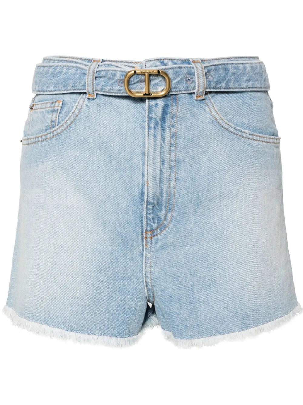 Belted Denim Shorts