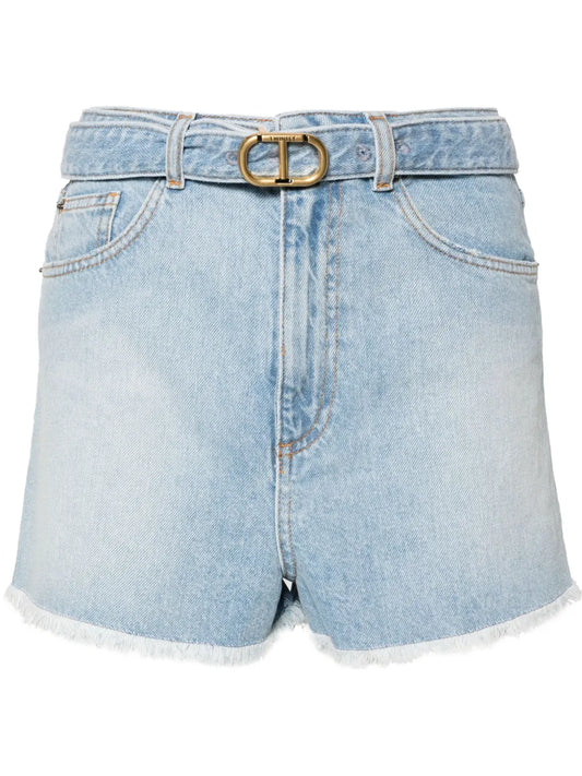 Belted Denim Shorts