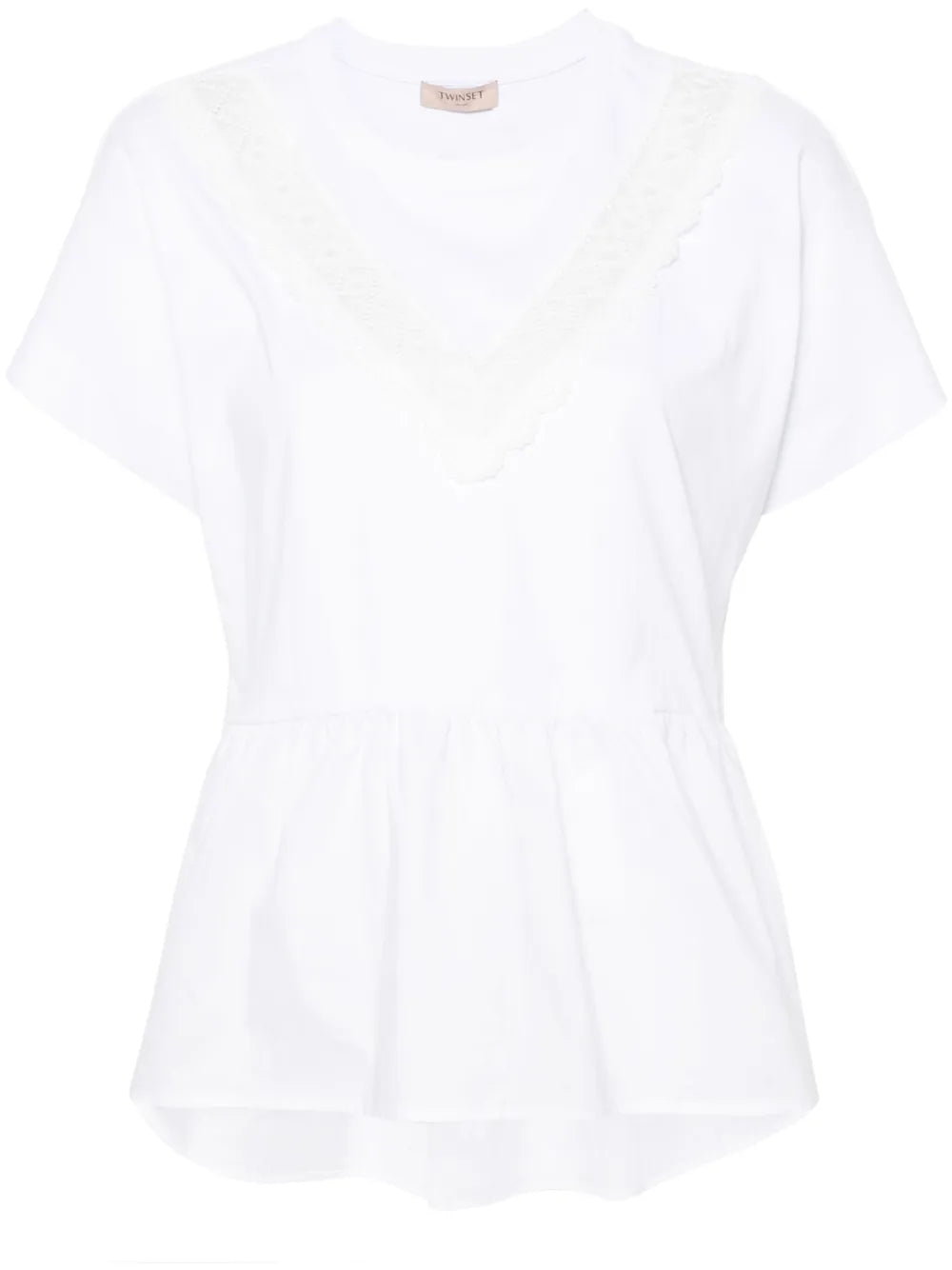 Lace-Panelling Cotton T-Shirt