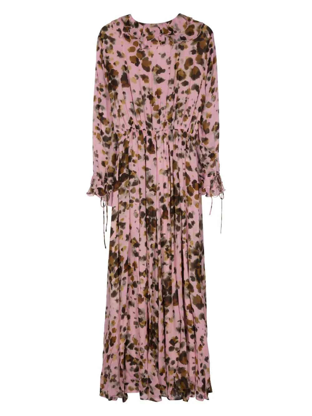 Abstract-Print Ruffle-Detailing Dress