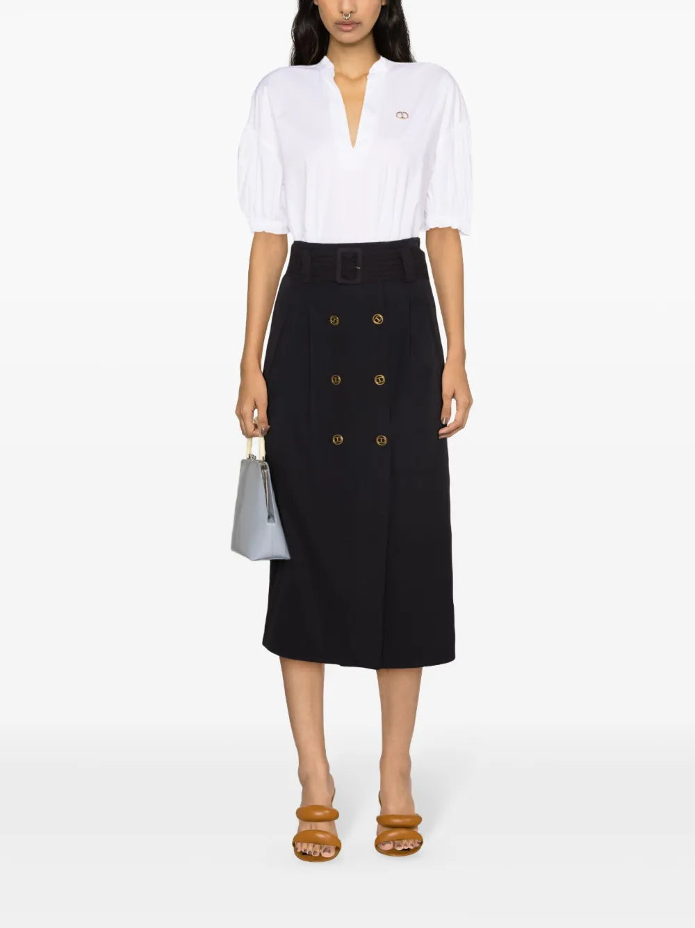 Logo-Plaque Ruffled-Trim Blouse
